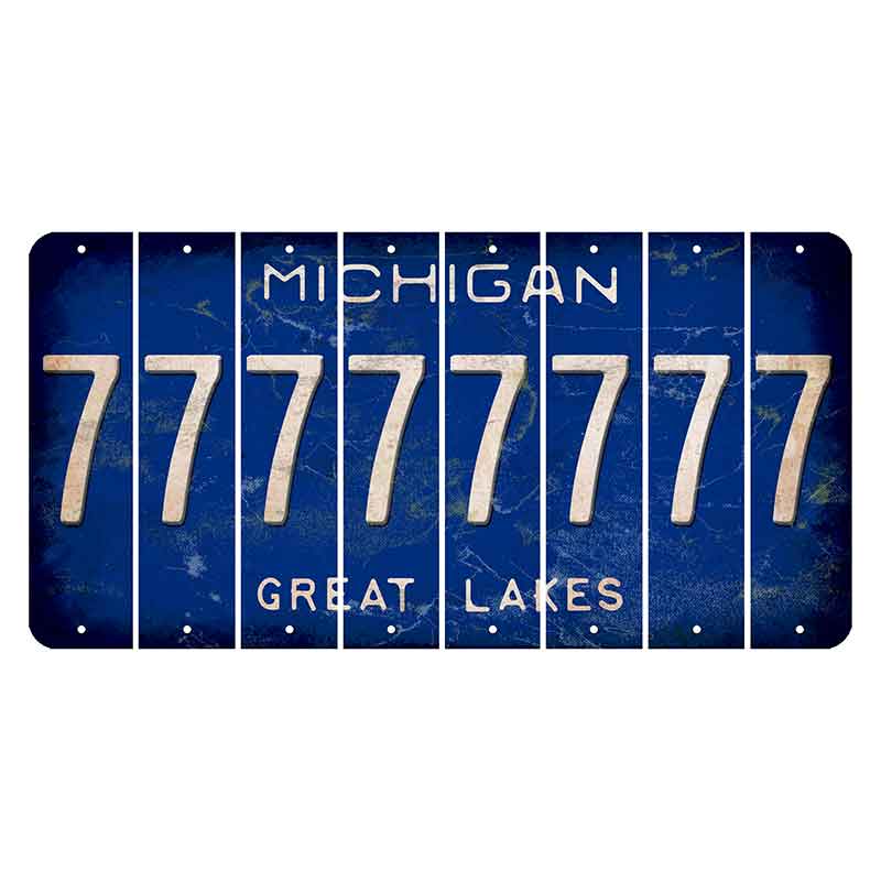 Michigan Blue Great Lakes Cut License Plate Strips (Set of 8) 7