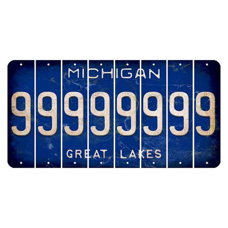 Michigan Blue Great Lakes Cut License Plate Strips (Set of 8) 9