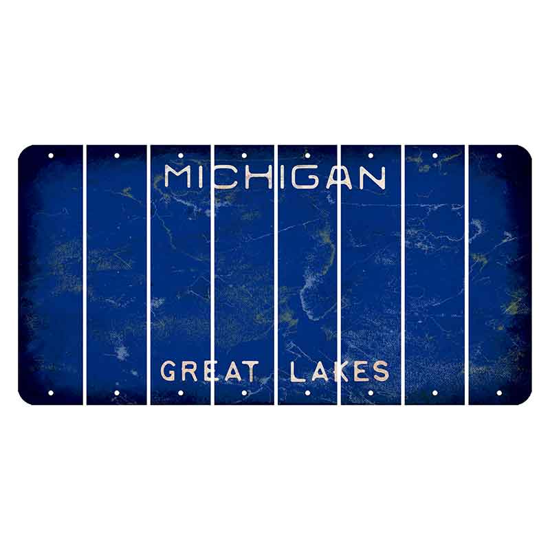 Michigan Blue Great Lakes Cut License Plate Strips (Set of 8) Blank