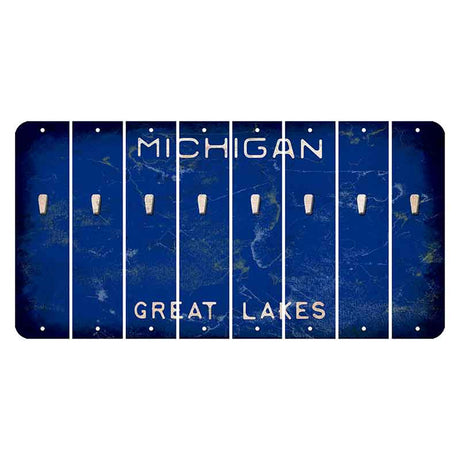 Michigan Blue Great Lakes Cut License Plate Strips (Set of 8) Apostrophe