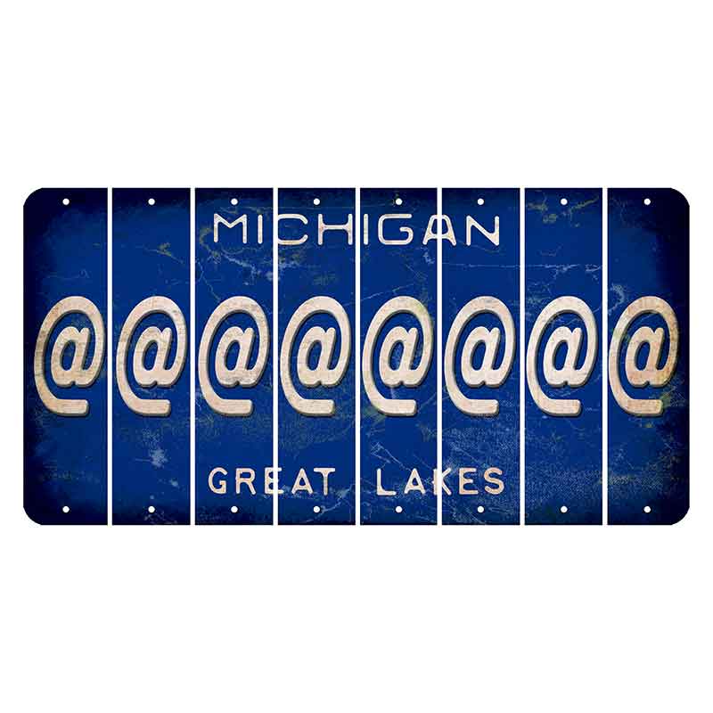 Michigan Blue Great Lakes Cut License Plate Strips (Set of 8) At Sign