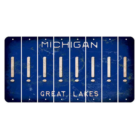 Michigan Blue Great Lakes Cut License Plate Strips (Set of 8) Exclamation Point