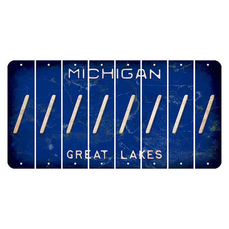 Michigan Blue Great Lakes Cut License Plate Strips (Set of 8) Forward Slash