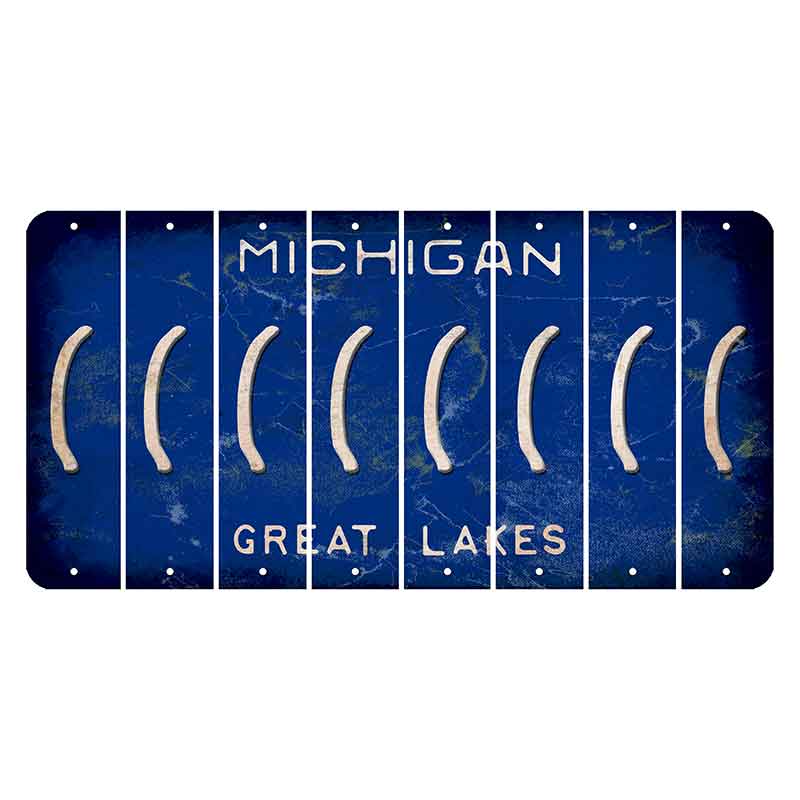 Michigan Blue Great Lakes Cut License Plate Strips (Set of 8) Parenthesis - Left