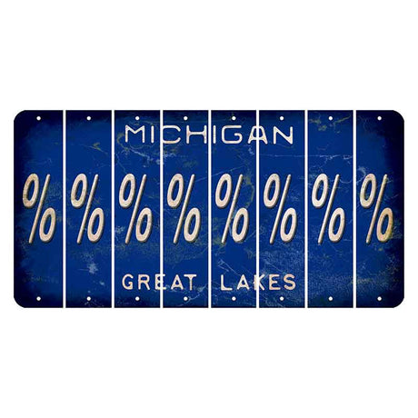 Michigan Blue Great Lakes Cut License Plate Strips (Set of 8) Percent Sign