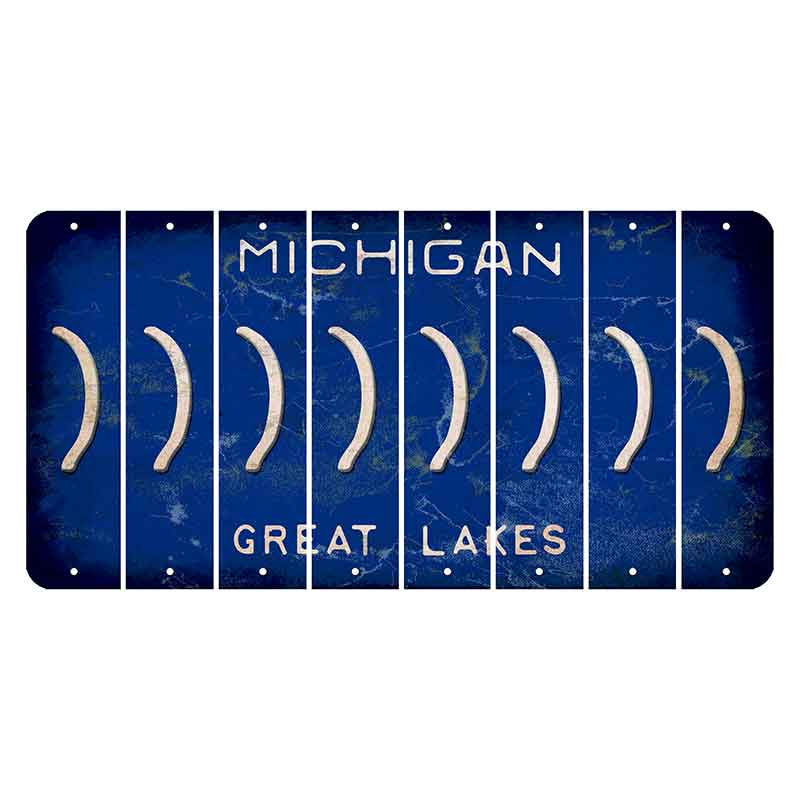 Michigan Blue Great Lakes Cut License Plate Strips (Set of 8) Parenthesis - Right