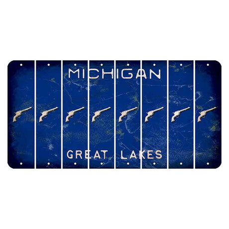 Michigan Blue Great Lakes Cut License Plate Strips (Set of 8) Revolver