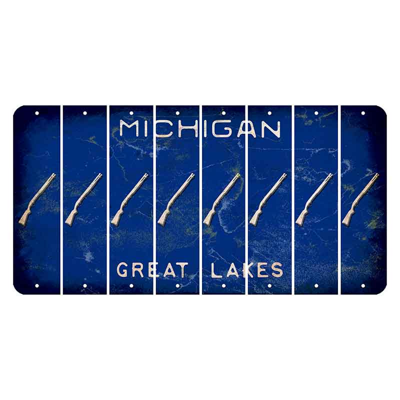 Michigan Blue Great Lakes Cut License Plate Strips (Set of 8) Shotgun