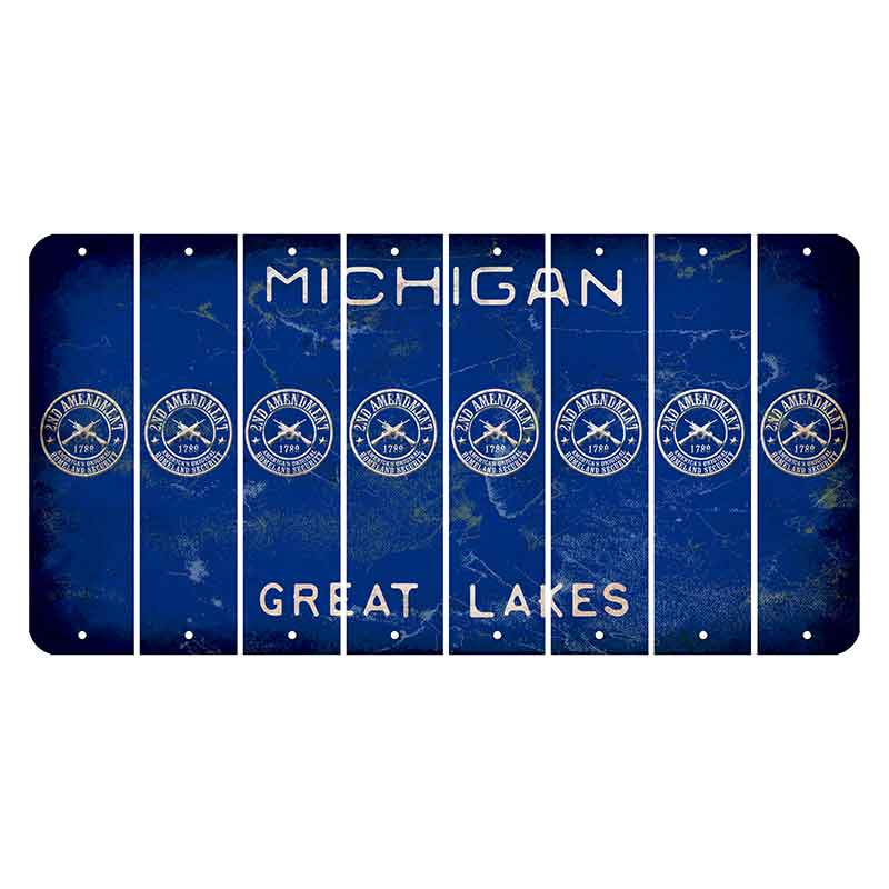 Michigan Blue Great Lakes Cut License Plate Strips (Set of 8) 2nd Amendment