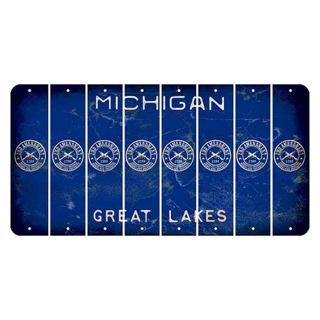 Michigan Blue Great Lakes Cut License Plate Strips (Set of 8) 2nd Amendment