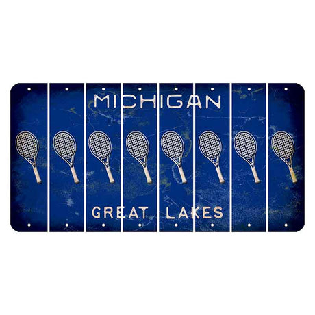 Michigan Blue Great Lakes Cut License Plate Strips (Set of 8) Tennis Racket