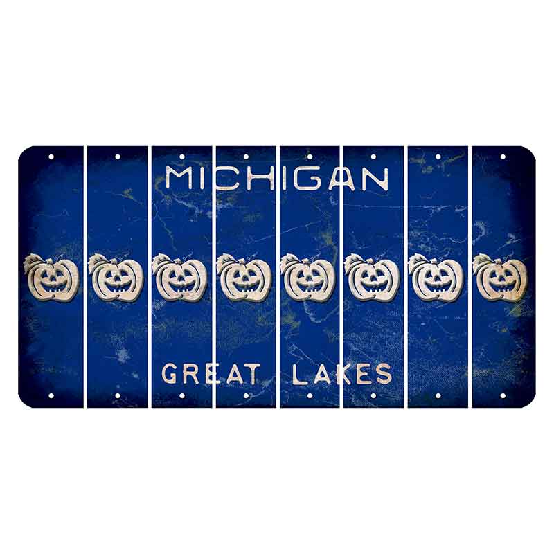 Michigan Blue Great Lakes Cut License Plate Strips (Set of 8) Pumpkin