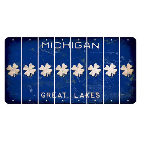 Michigan Blue Great Lakes Cut License Plate Strips (Set of 8) Shamrock