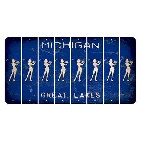 Michigan Blue Great Lakes Cut License Plate Strips (Set of 8) Female Golfer