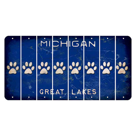 Michigan Blue Great Lakes Cut License Plate Strips (Set of 8) Dog Paw