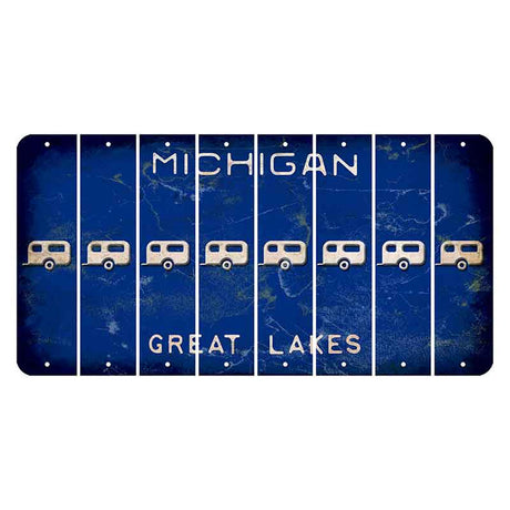 Michigan Blue Great Lakes Cut License Plate Strips (Set of 8) Trailer