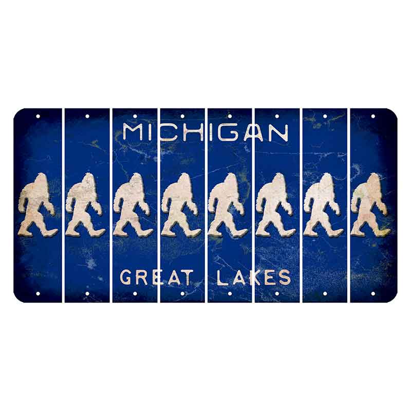 Michigan Blue Great Lakes Cut License Plate Strips (Set of 8) Bigfoot