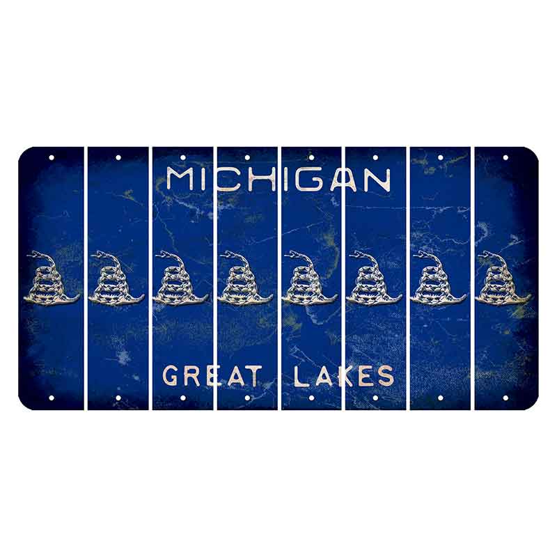 Michigan Blue Great Lakes Cut License Plate Strips (Set of 8) Gadsden