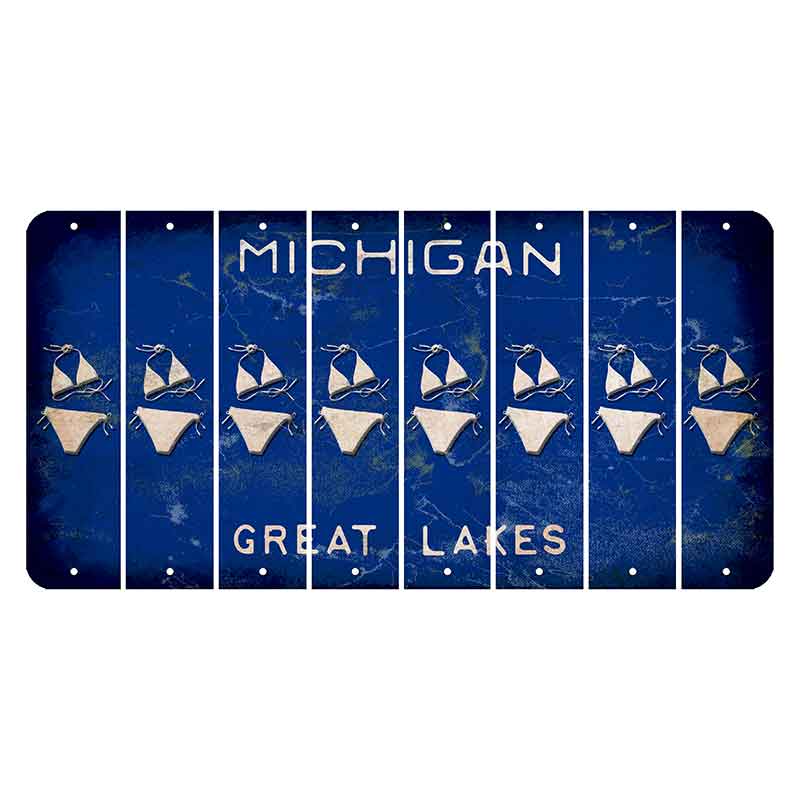 Michigan Blue Great Lakes Cut License Plate Strips (Set of 8) Bikini