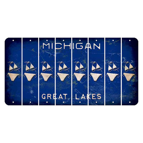 Michigan Blue Great Lakes Cut License Plate Strips (Set of 8) Bikini