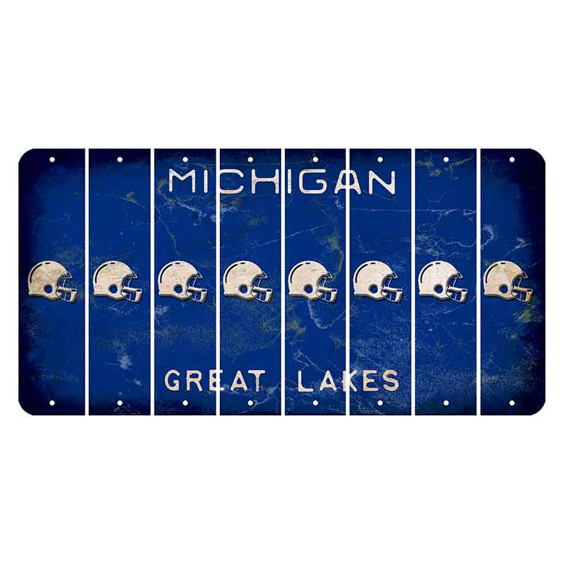 Michigan Blue Great Lakes Cut License Plate Strips (Set of 8) Football Helmet