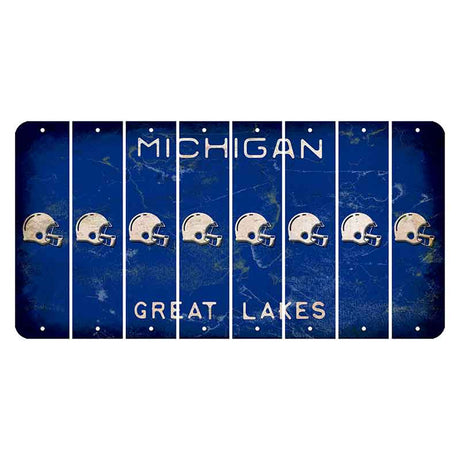 Michigan Blue Great Lakes Cut License Plate Strips (Set of 8) Football Helmet