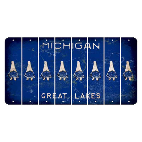 Michigan Blue Great Lakes Cut License Plate Strips (Set of 8) Gnome