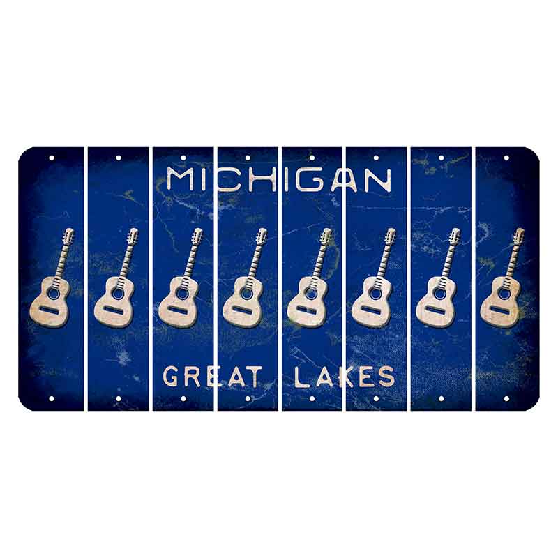 Michigan Blue Great Lakes Cut License Plate Strips (Set of 8) Guitar