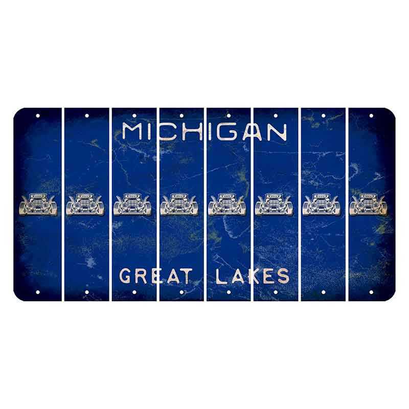 Michigan Blue Great Lakes Cut License Plate Strips (Set of 8) Hot Rod