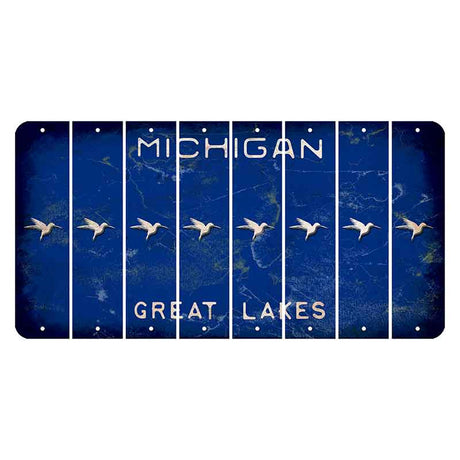 Michigan Blue Great Lakes Cut License Plate Strips (Set of 8) Hummingbird