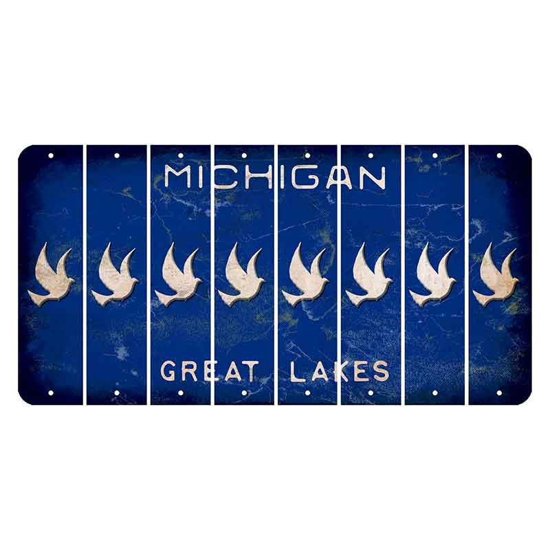 Michigan Blue Great Lakes Cut License Plate Strips (Set of 8) Dove