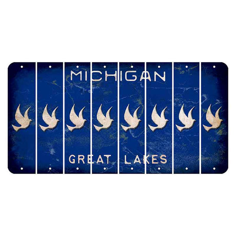 Michigan Blue Great Lakes Cut License Plate Strips (Set of 8) Dove