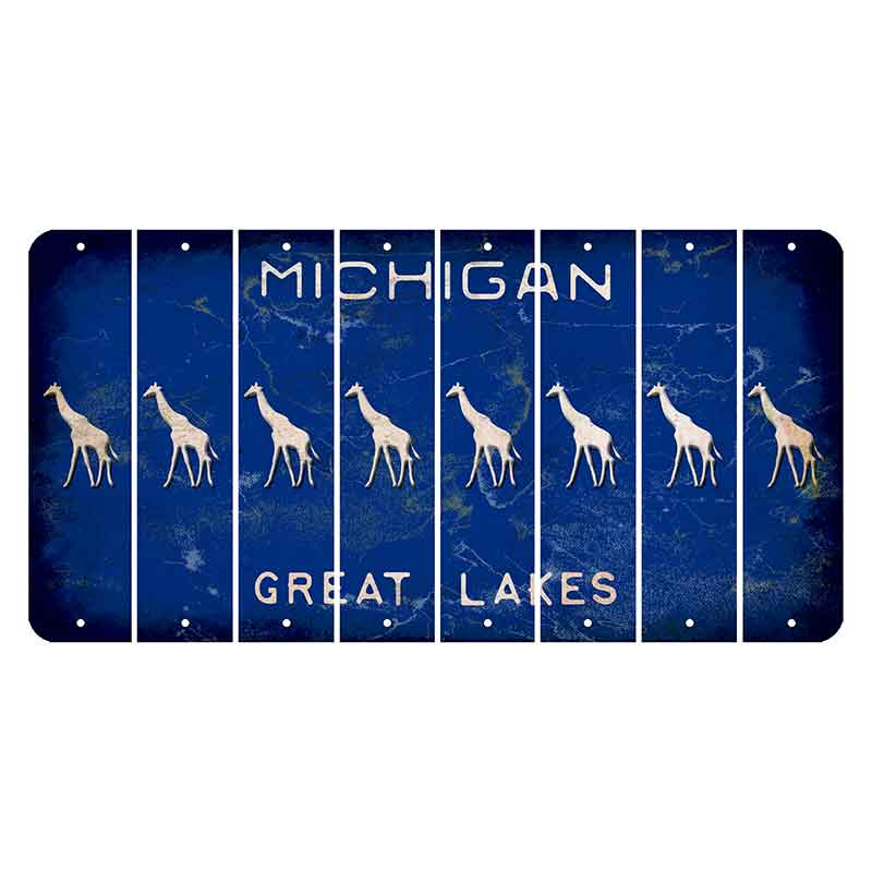 Michigan Blue Great Lakes Cut License Plate Strips (Set of 8) Giraffe