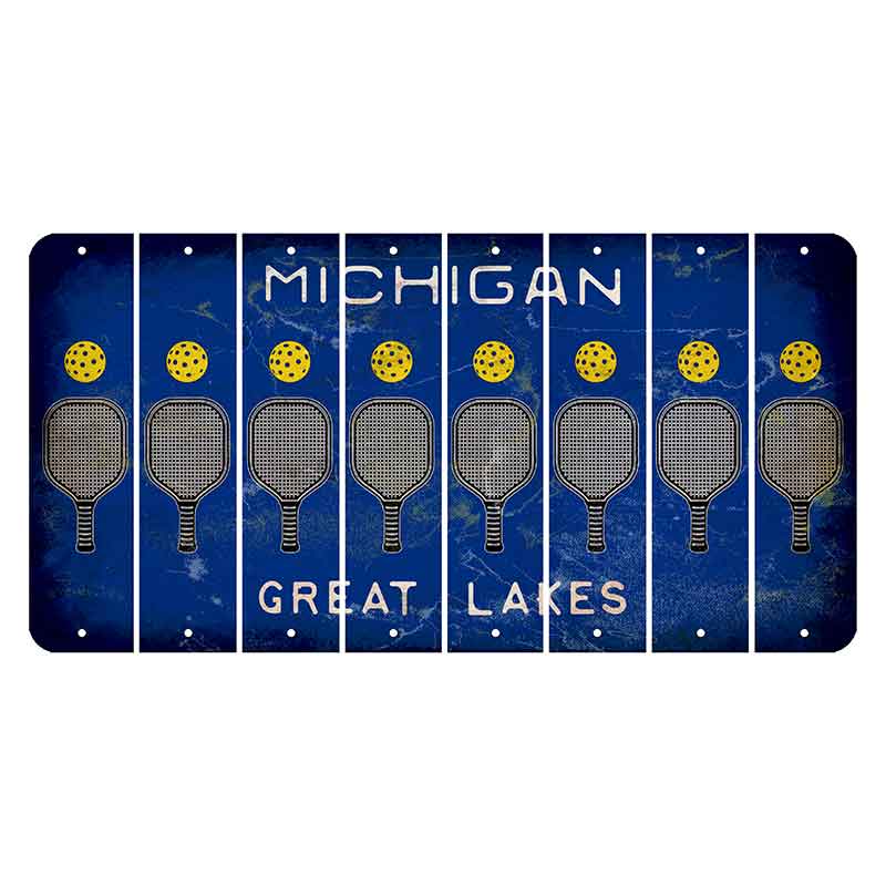 Michigan Blue Great Lakes Cut License Plate Strips (Set of 8) Pickleball