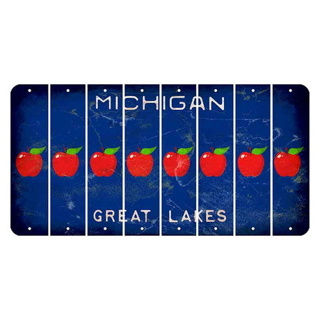 Michigan Blue Great Lakes Cut License Plate Strips (Set of 8) Apple