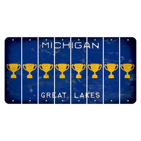 Michigan Blue Great Lakes Cut License Plate Strips (Set of 8) Trophy