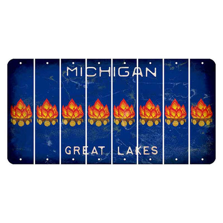 Michigan Blue Great Lakes Cut License Plate Strips (Set of 8) Campfire