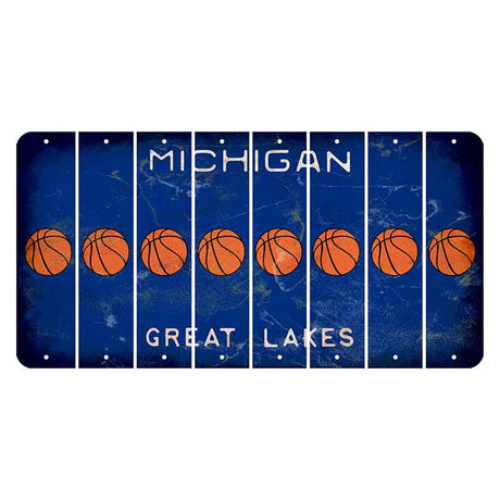 Michigan Blue Great Lakes Cut License Plate Strips (Set of 8) Basketball