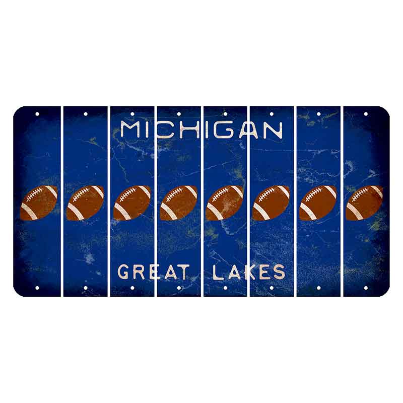 Michigan Blue Great Lakes Cut License Plate Strips (Set of 8) Football