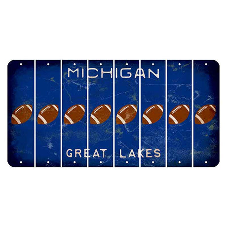 Michigan Blue Great Lakes Cut License Plate Strips (Set of 8) Football