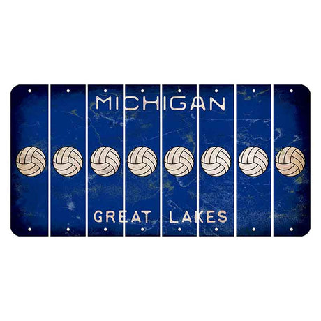 Michigan Blue Great Lakes Cut License Plate Strips (Set of 8) Volleyball