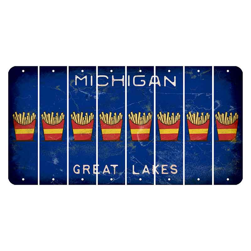 Michigan Blue Great Lakes Cut License Plate Strips (Set of 8) French Fries