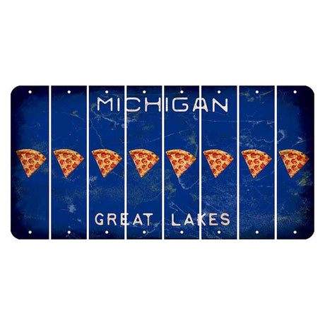 Michigan Blue Great Lakes Cut License Plate Strips (Set of 8) Pizza