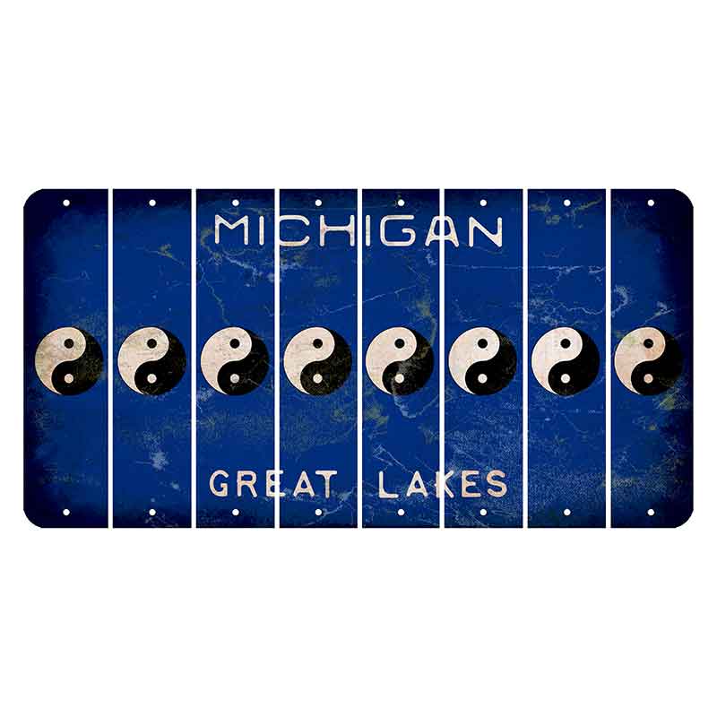 Michigan Blue Great Lakes Cut License Plate Strips (Set of 8) Yin Yang