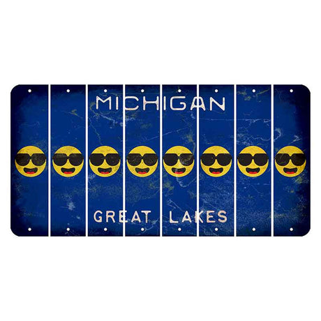 Michigan Blue Great Lakes Cut License Plate Strips (Set of 8) Emoji - Shades