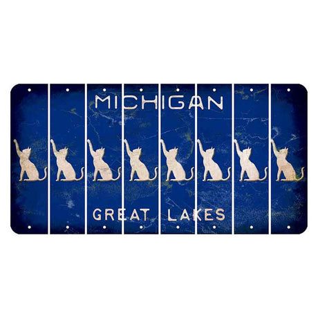 Michigan Blue Great Lakes Cut License Plate Strips (Set of 8) Cat