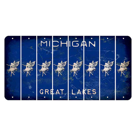 Michigan Blue Great Lakes Cut License Plate Strips (Set of 8) Fairy