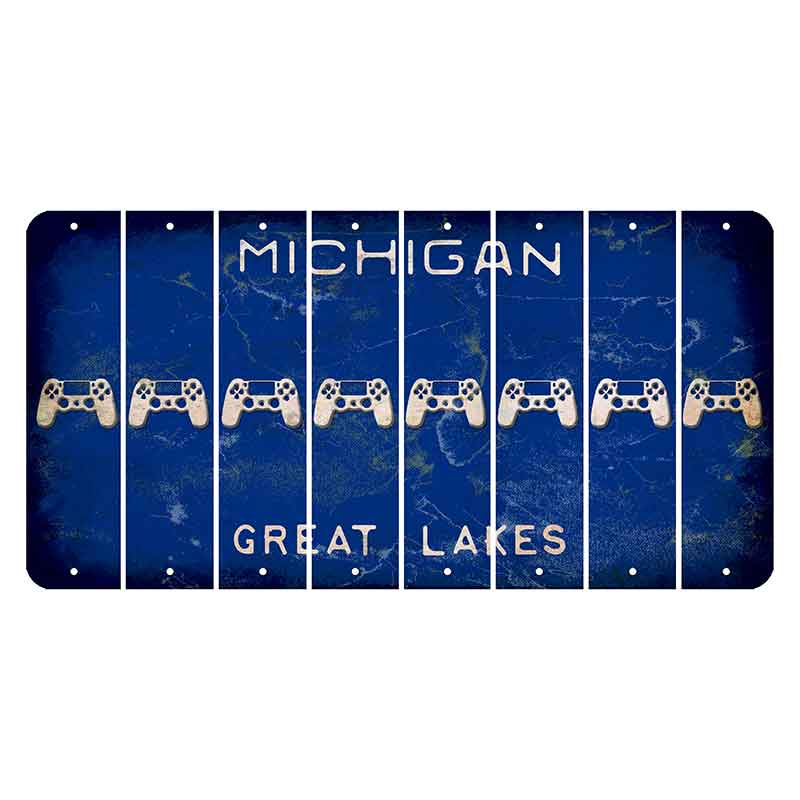 Michigan Blue Great Lakes Cut License Plate Strips (Set of 8) PS Controller