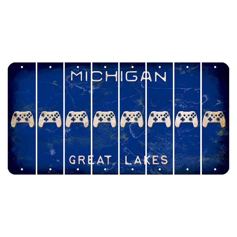 Michigan Blue Great Lakes Cut License Plate Strips (Set of 8) X Controller