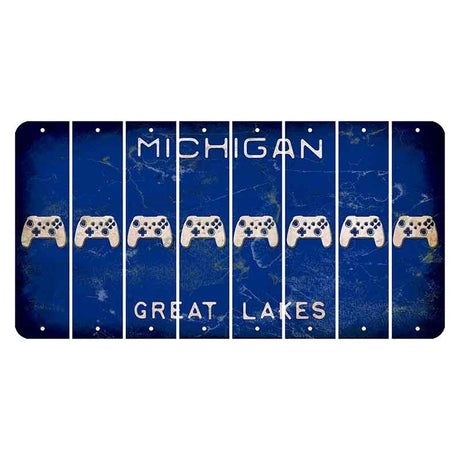 Michigan Blue Great Lakes Cut License Plate Strips (Set of 8) X Controller